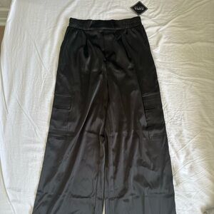 Zaful Black Satin Wide-Leg Pants